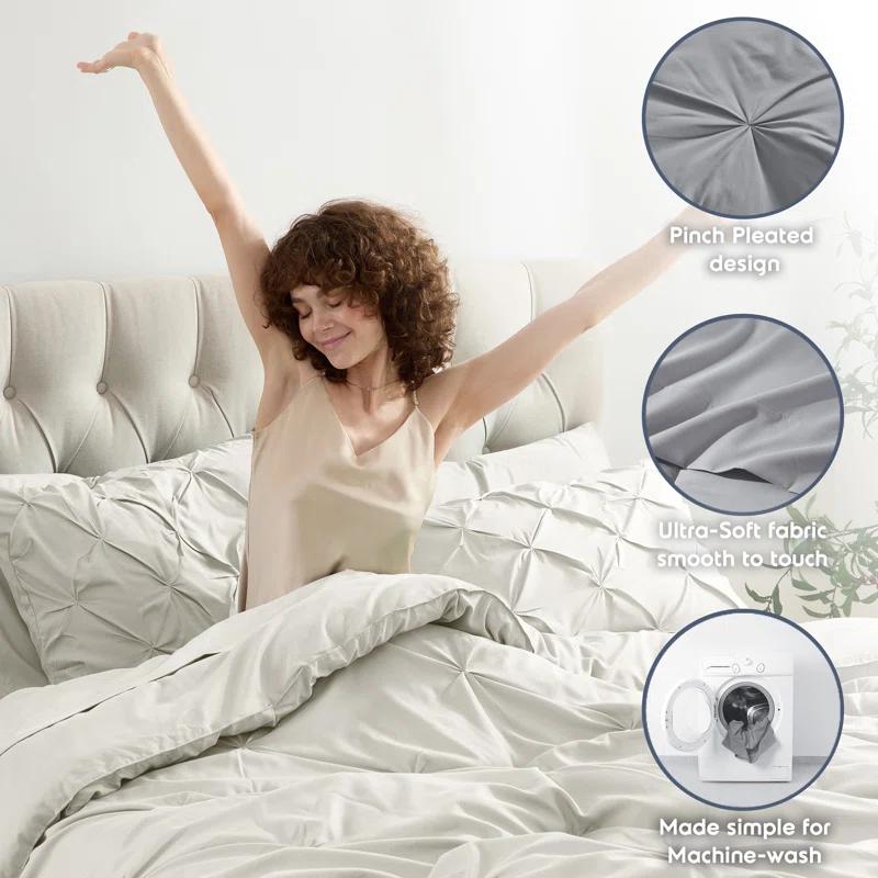 Bed-in-A-Bag Pleated Comforter Set with Bed Sheets