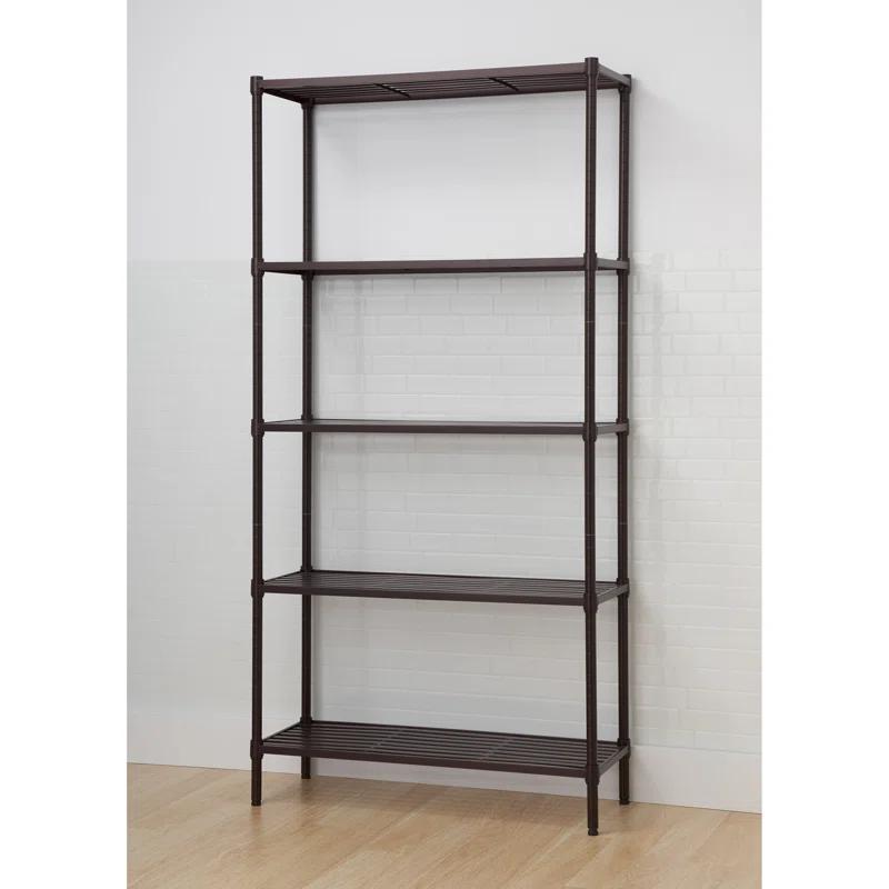 TRINITY Dark Bronze 5-Tier Steel Slat Shelving Unit (36 in. W x 72 in. H x 14 in. D)
