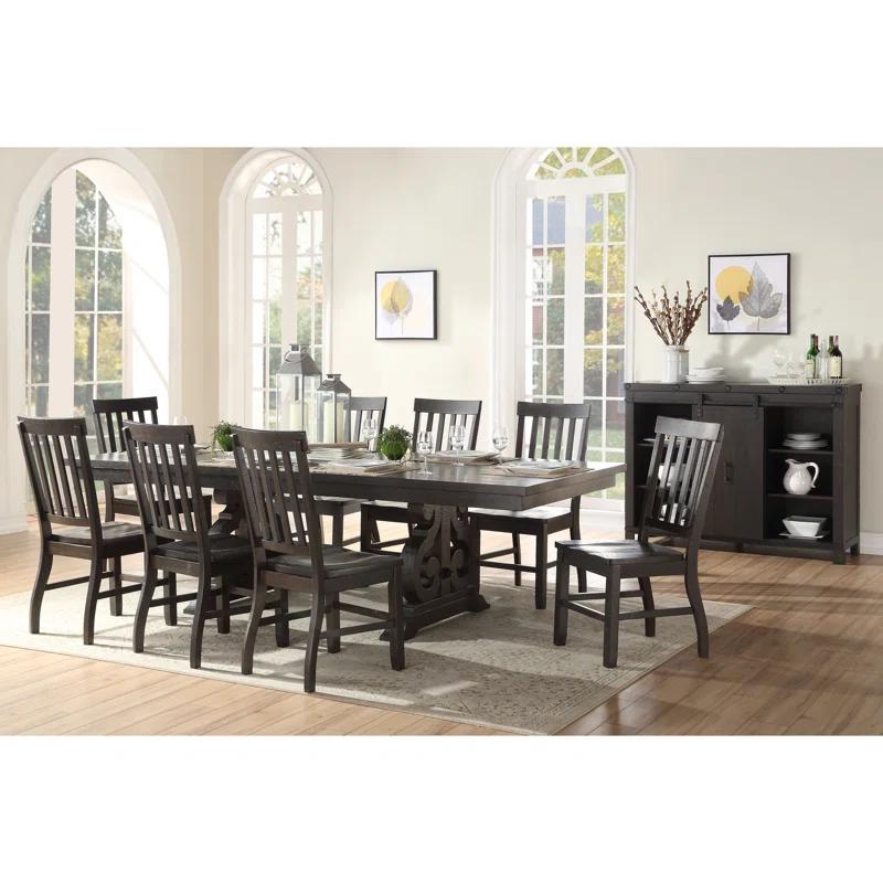 Gracie Oaks Ibsen Slatted Back Side Chair in Rustic Walnut (Set of 2) (Set of 2)