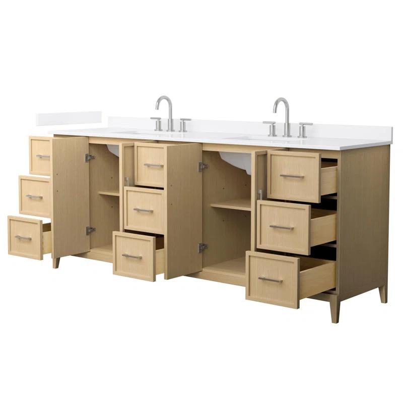 Wyndham Collection Elan 84'' Double Bathroom Vanity with Quartz Top