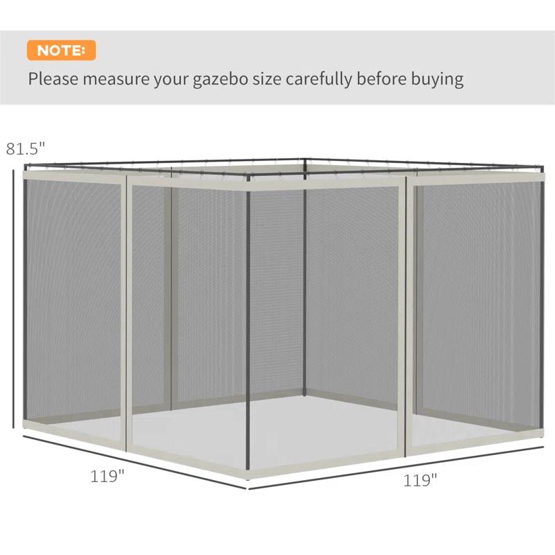 Outsunny Outsunny Universal Replacement Mesh Sidewall Netting for Patio Gazebos and Canopy Tents with Zippers, Sidewall Only, Cream