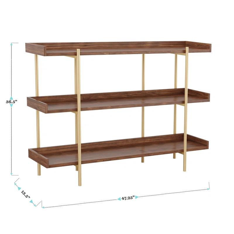 Martha Stewart Raines Martha Stewart Emmett 3 Shelf Storage Display Unit Bookcase with Metal Frame
