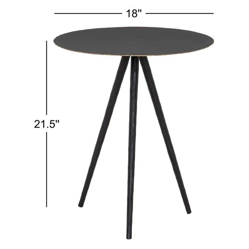 Element Collection 18" Round Black Iron Tripod End Table
