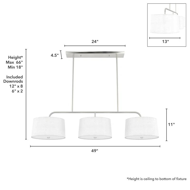 Cottage Hill 6 - Light Kitchen Island Shaded Linear Chandelier