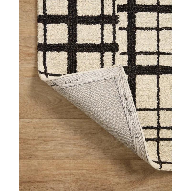 Chris Loves Julia x Loloi Polly Checkered Hand Tufted Jute/Sisal/Wool Black/Ivory Area Rug