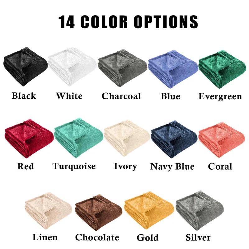 Superior Solid Polyester Reversible All-Season Fleece Throws Blanket