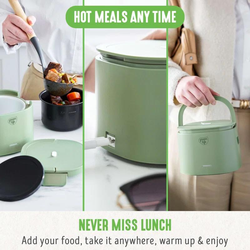 GreenLife GreenLife 20oz Electric Lunch Box Food Warmer, PFAS & PFOA-Free Ceramic, Portable, Removable Bowl