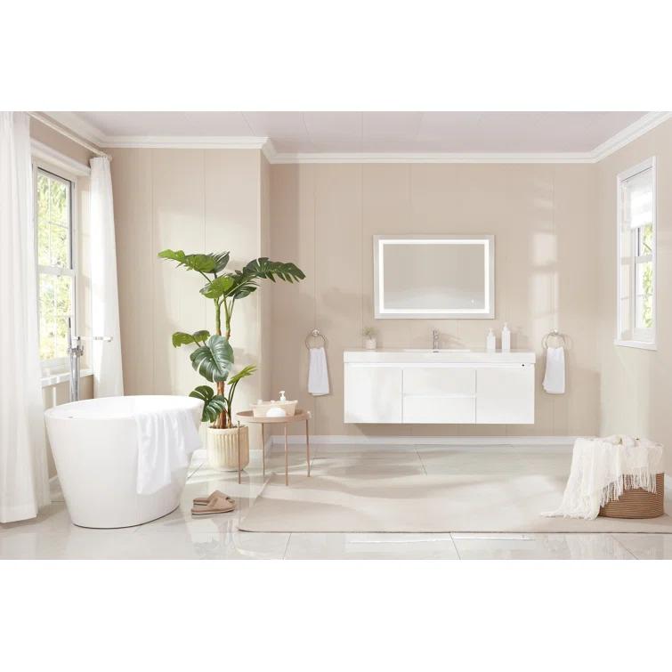 Vanity Art Freestanding Soaking Acrylic Bathtub VA6834-BN-S