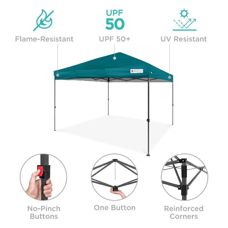 Best Choice Products Best Choice Products Easy Setup Pop Up Canopy W/ 1-Button Setup, Wheeled Case, 4 Weight Bags
