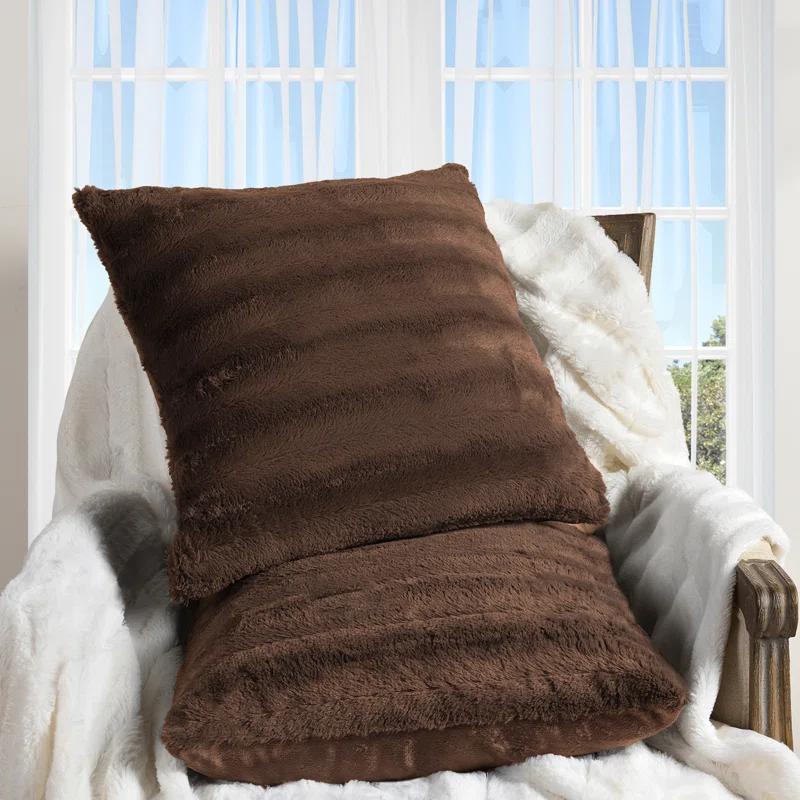 Cheer Collection Faux Fur Throw Pillow (Set of 2)