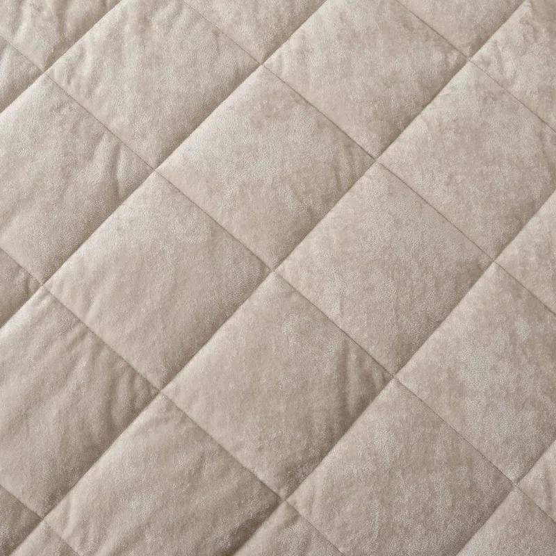 Wonderful Textile Wonderful Velvet & Flannel Quilt Set, Diamond Quilting Lightweight Comforter with Pillow Shams, Holiday Gift