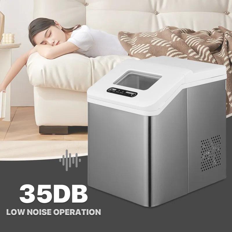 MoNiBloom Countertop Ice Maker Machine with Auto-Cleaning, 26lbs in 24Hrs, 32 Ice Cubes Ready in 20 Mins, Portable Ice Maker with Basket and Scoop