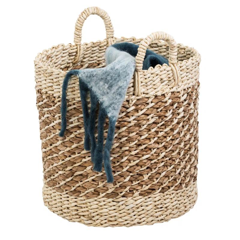 Coastal Wicker Basket With Handles - Set of 3