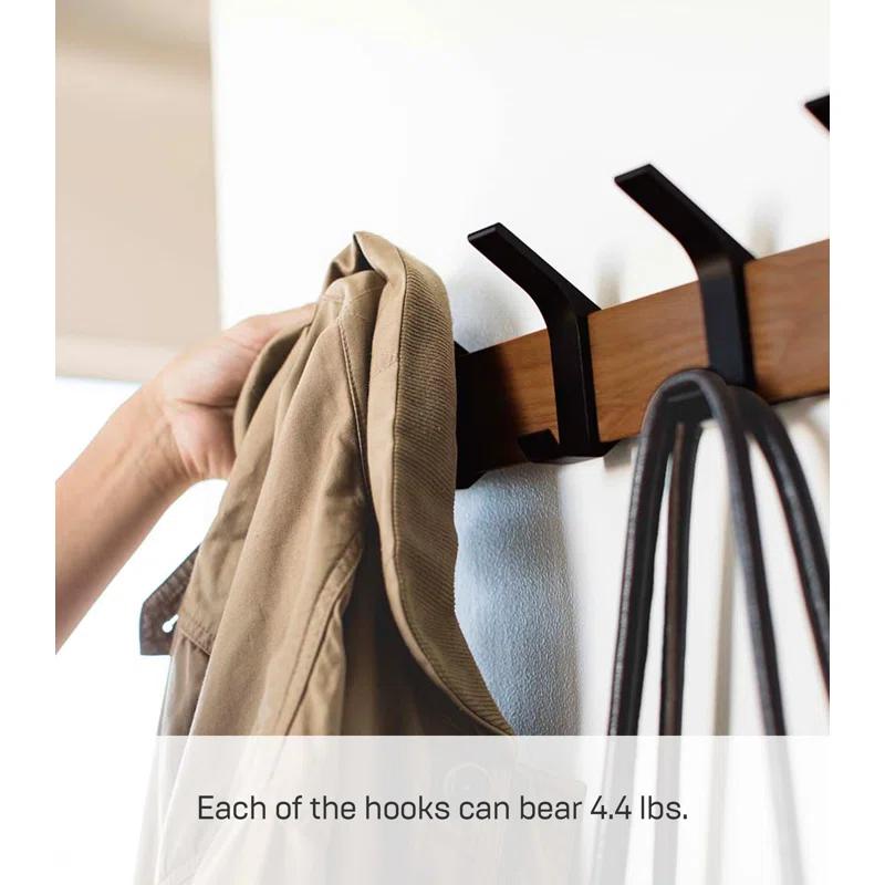 Yamazaki Home Wall-Mounted Coat Hanger, Steel + Wood