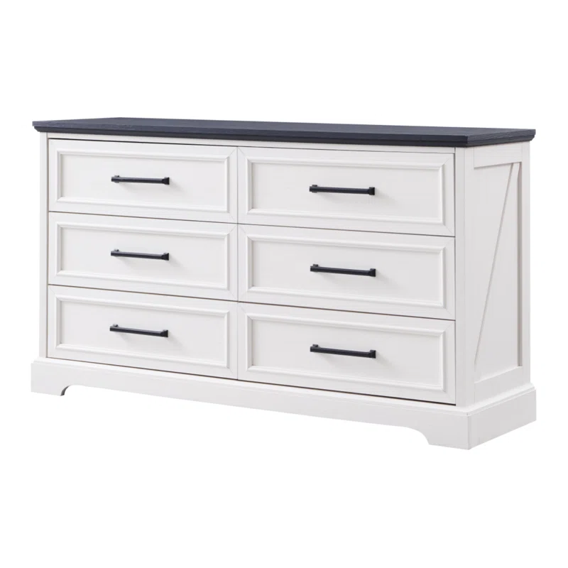 Lark Manor™ Ursula 52"W Farmhouse 6 Wide Drawer Dresser, Bedroom Chest of Drawers With Anti-Tip Design
