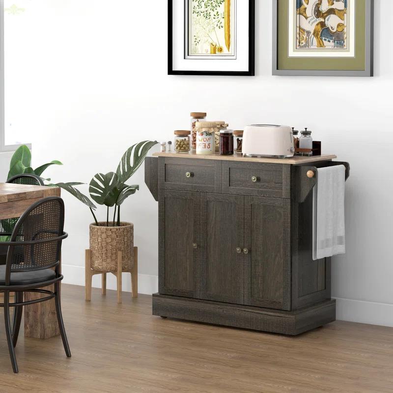 Latitude Run® Triple-Cabinet Kitchen Island On Wheels, Kitchen Storage Cabinet
