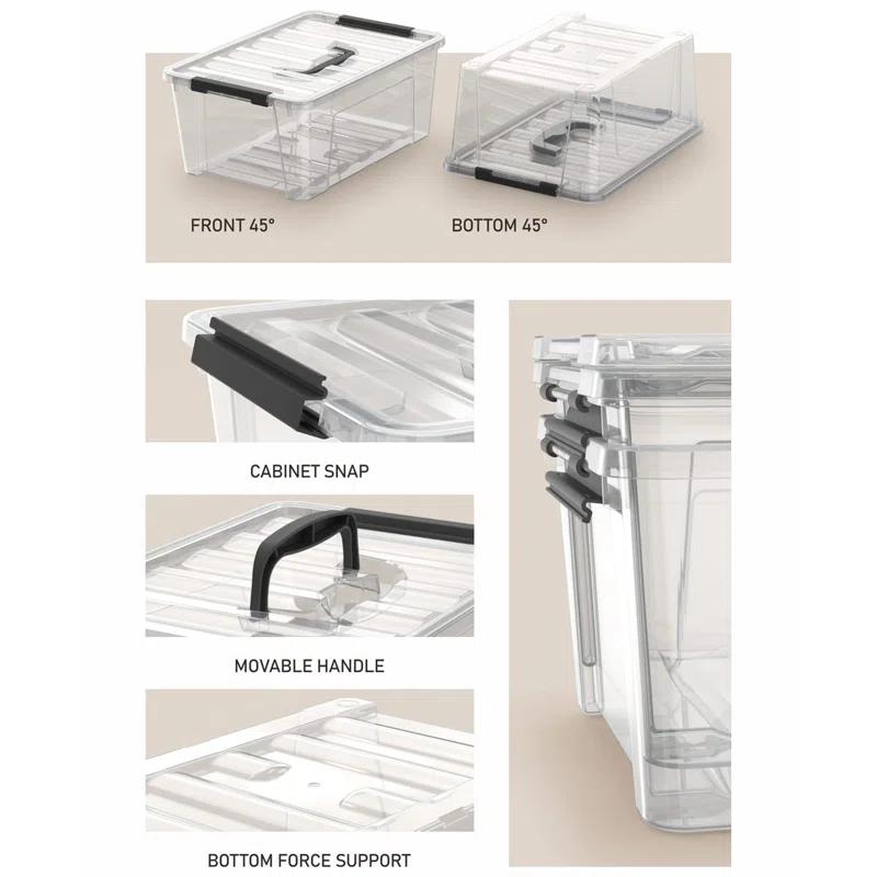 Rebrilliant Clear Storage Latch Bins, 6-Pack Storage Organizer Box With Handle And Lids, 5-Litre