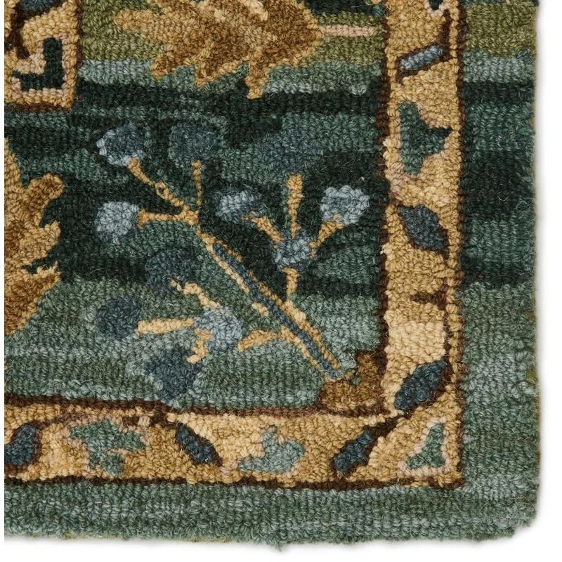 Corla Floral Handmade Tufted Wool Green/Tan/Blue Area Rug