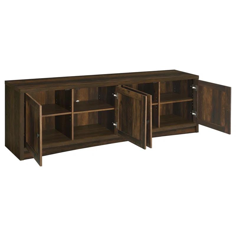 Benjara Donna TV Stand Media Cabinet With 4 Doors, Melamine 78 Inch