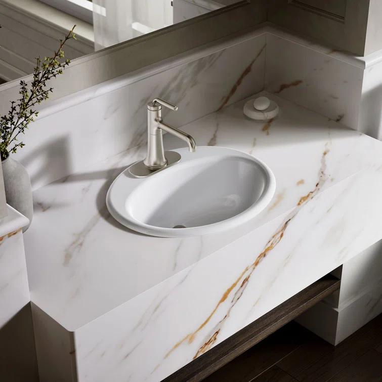 Farmington Metal Oval Drop-In Bathroom Sink with Overflow