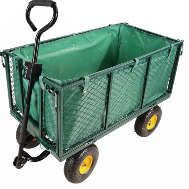 GZMWON Flower Cart Garden Flower Cart Is Easier To Transport Firewood Green+Cloth Bag