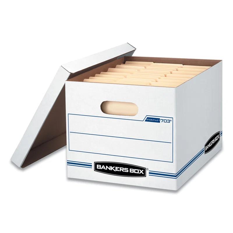 Bankers Box® Stor/File Box w/Lid & Handle, Ltr/Lgl, 12 x 15 x 10, WE/Blue, 12/Ctn