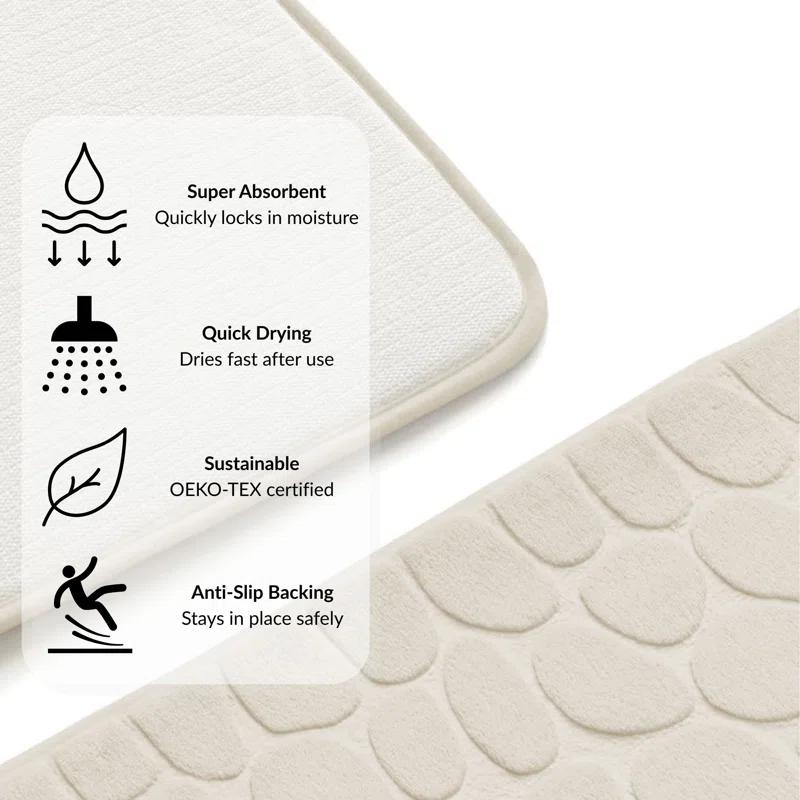 Evideco Contour Bath Rug Memory Foam Mat 3D Pebble 20”L x 20”W