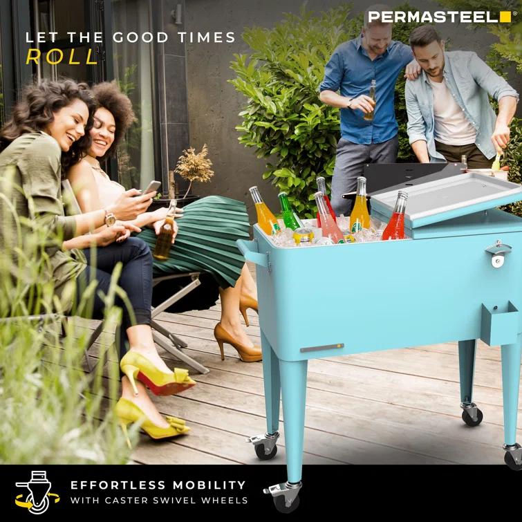 Permasteel 80-Qt Classic Outdoor Patio Cooler On Wheels