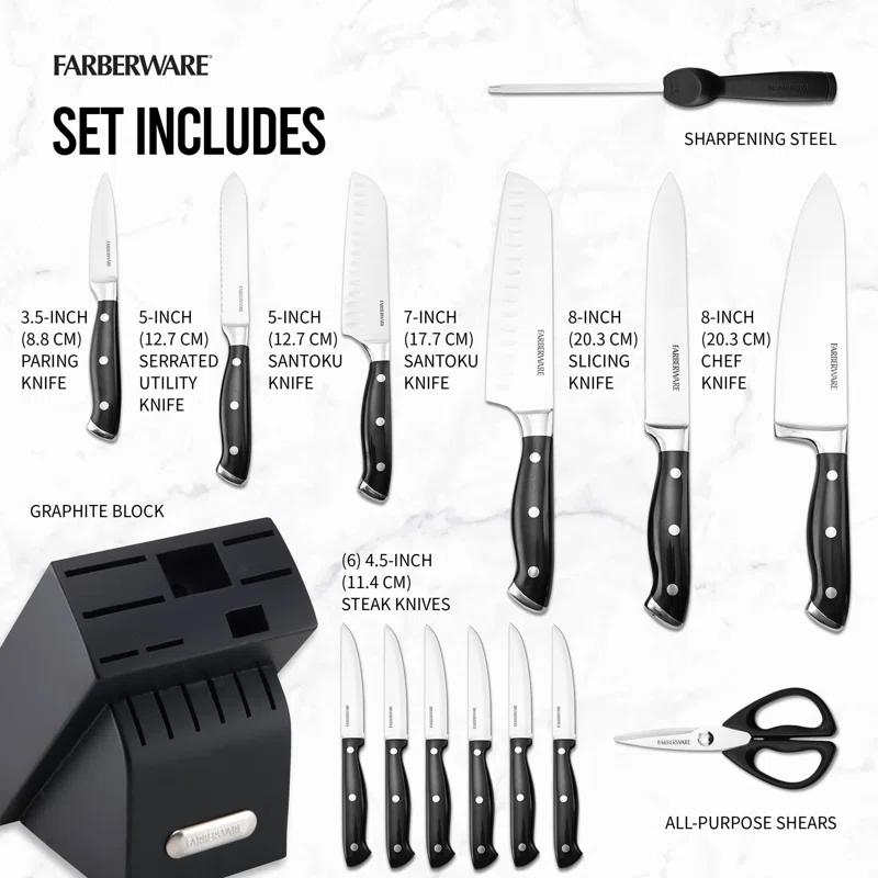 Farberware Farberware Edgekeeper 14-Piece Triple-Rivet Knife Block Set with Built-In Sharpener