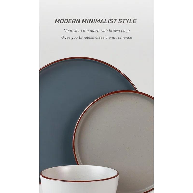 12 Pieces Stoneware Dinnerware Sets, Dishes Set for 4, Microwave and Dishwasher Safe