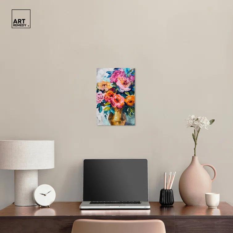 Art Remedy Opalescent Canvas Bright Floral Vases by Art Remedy