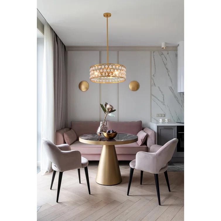 Rosdorf Park Kridia 3 Light Black Metal Frame Chandelier With Crystal Accents