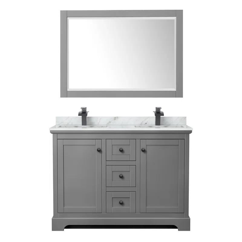 Wyndham Collection Avery 48'' Double Bathroom Vanity with Marble Top with Mirror