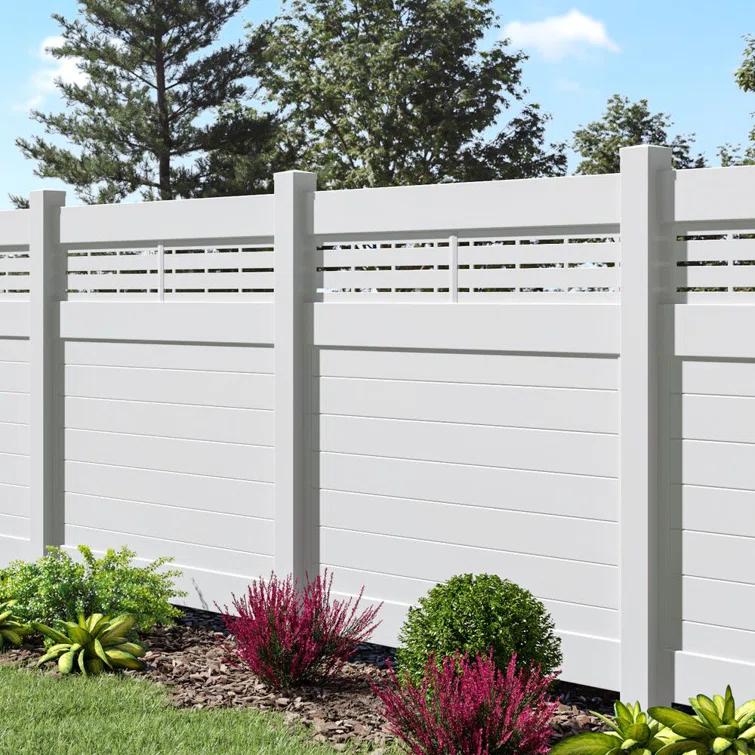 Barrette Outdoor Living Horizontal Fence Boardwalk White Vinyl Panel Kit