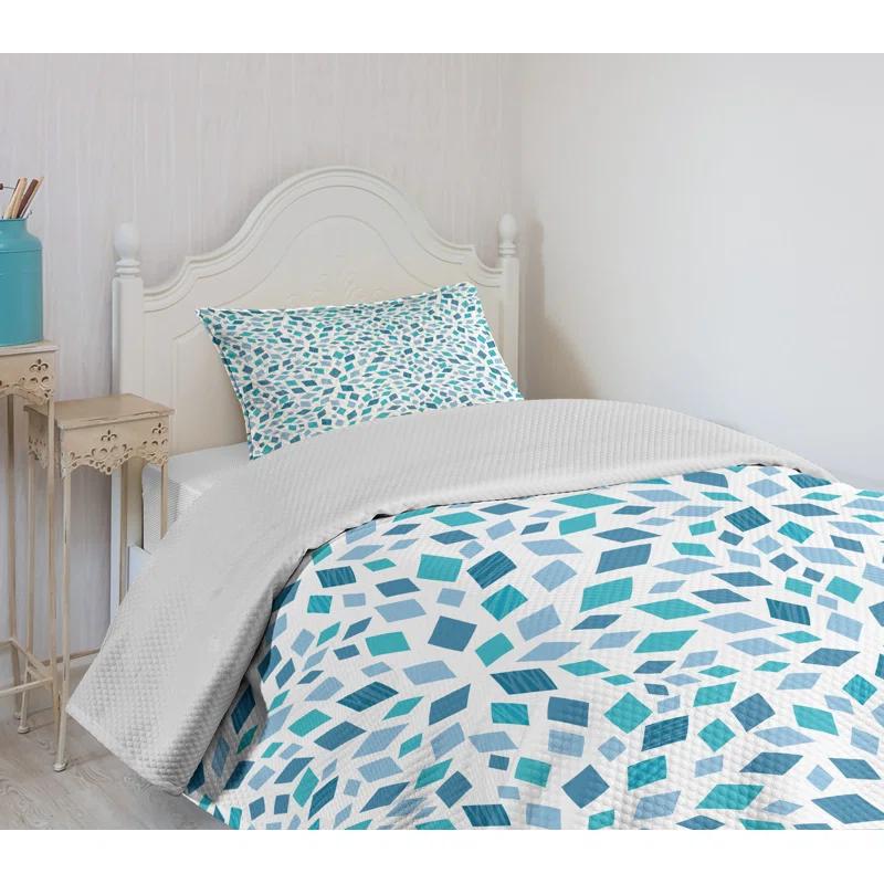 Ambesonne Ambensonne Teal Bedspread Abstract Mosaic Blue Tones Slate Blue Turquoise