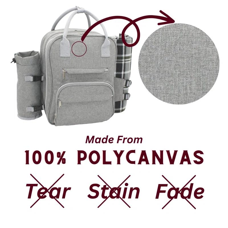 Picnic Backpack For Adventures, 12-In-1 Insulated Picnic Backpack For 4, Great Alternative To A Bulky Picnic Basket Set, Romantic Picnic Set For 4, Picnic Basket For 4, Picnic Bag