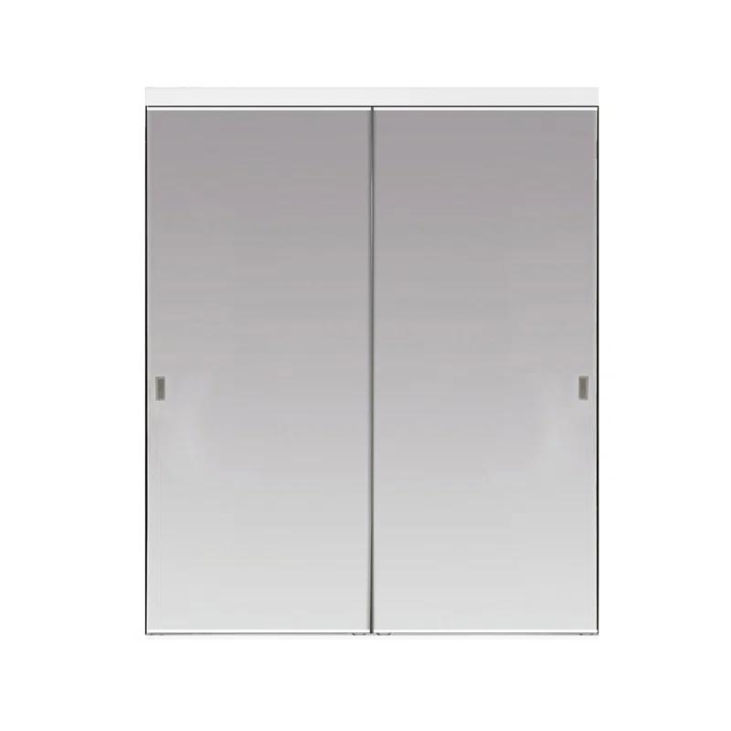 80'' Solid + Manufactured Wood Mirrored Sliding Closet Doors
