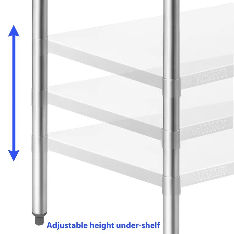 GRIDMANN 30" D x 34.5" H Stainless Steel Prep Station with Undershelf