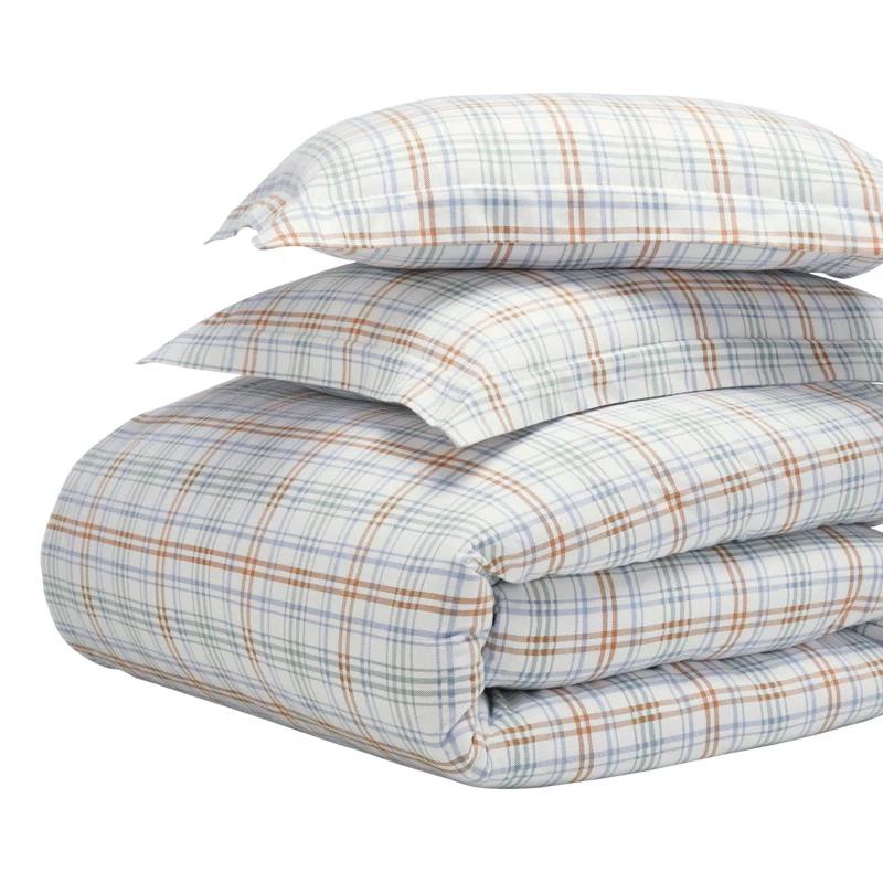 Superior Plaid Flannel Cotton Classic Modern Farmhouse Duvet Cover Set