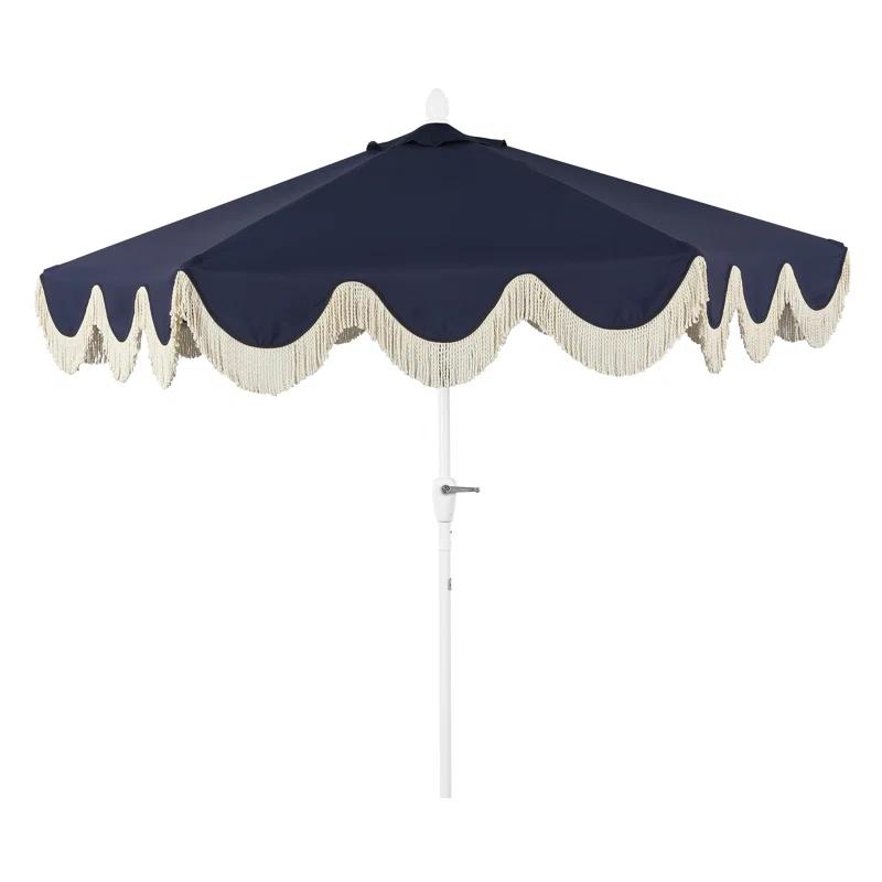 Arlmont & Co. Teretha 9 ft. Classic Cottage Tassel Market Patio Umbrella with Auto-Tilt, Crank, and UV Protection & Reviews | Wayfair