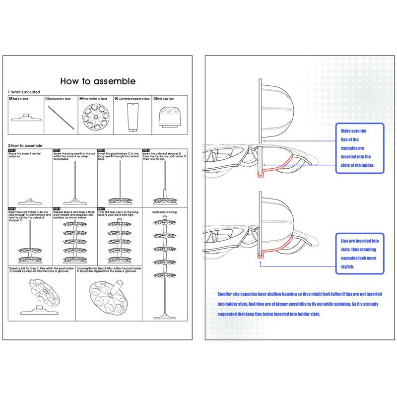 APPENIN WINTER PARK CORP Rotary Coffee Pod Capsules Carousel Holder Organizer Compatible With 40 Nespresso Vertuoline Capsules (Black)