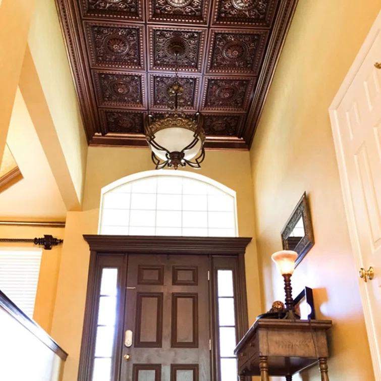 FromPlainToBeautifulInHours Da Vinci 24'' L x 24'' W PVC Drop-In Ceiling Tile In Antique Copper (Set of 50)