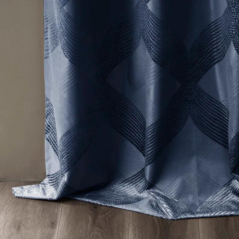 Madison Park Bentley Ogee Knitted Jacquard Geometric Total Blackout Single Curtain Panel