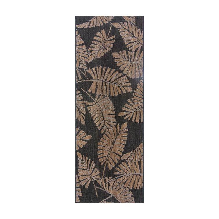 Reyn Spooner Reyn Spooner Lua'ehu Havana Brown/Black Bold Tropical Leaf Flatweave Indoor/Outdoor Area Rug