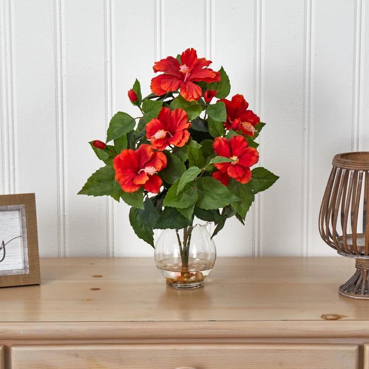 Charlton Home® Hibiscus Centerpiece in Vase & Reviews | Wayfair