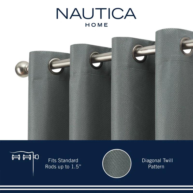 Nautica Synthetic Solid Color Blackout Thermal Rod Pocket Curtain Panels (Set of 2)