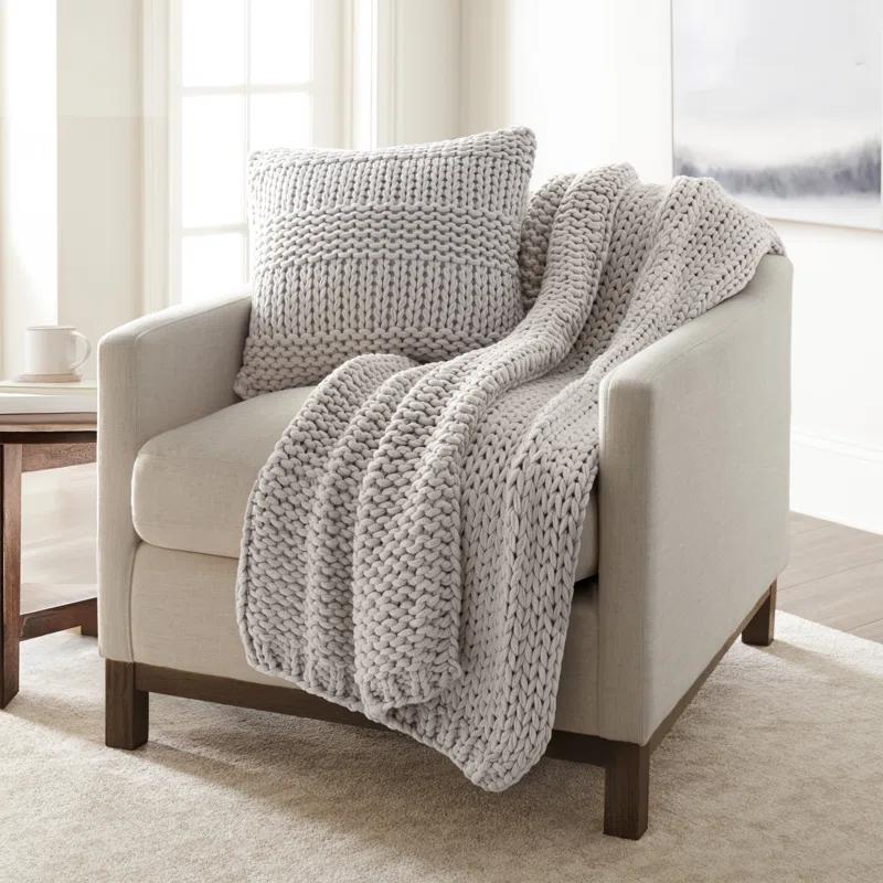 Becky Cameron Cozy Chunky Knit Acrylic Decor Throw Pillow