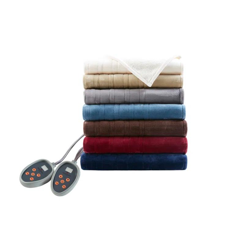 Woolrich Woolrich Heated Plush to Berber Sapphire Blue Blanket Queen