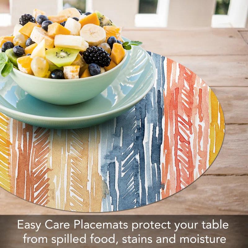 CounterArt Flair Pattern 4 Piece Reversible Round Easy Care Placemats