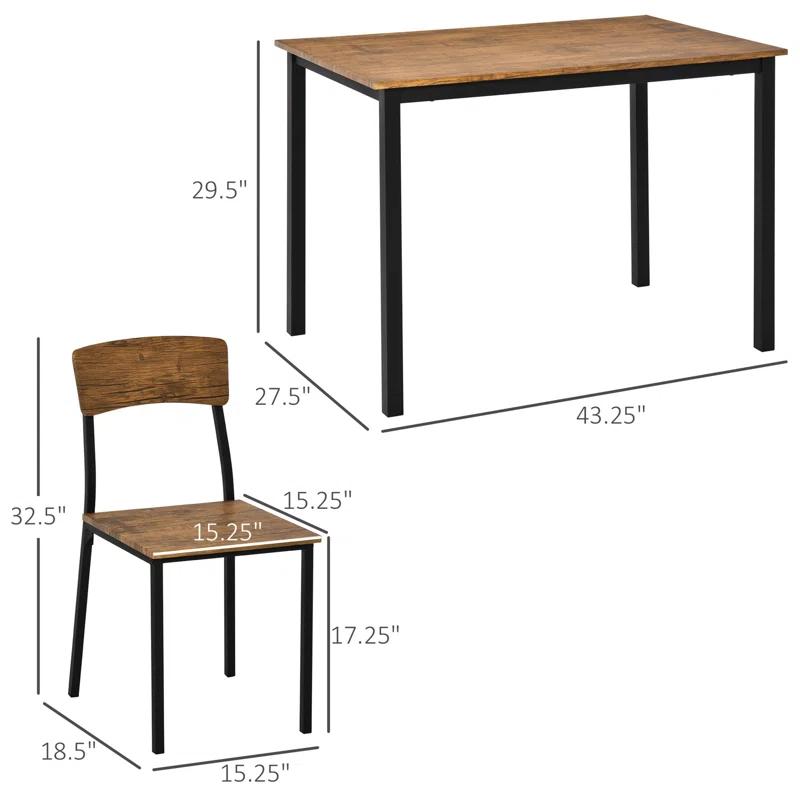17 Stories 5 Piece Industrial Dining Table Set, Rectangular Kitchen Table And 4 Chairs, Dining Room Set For Small Space